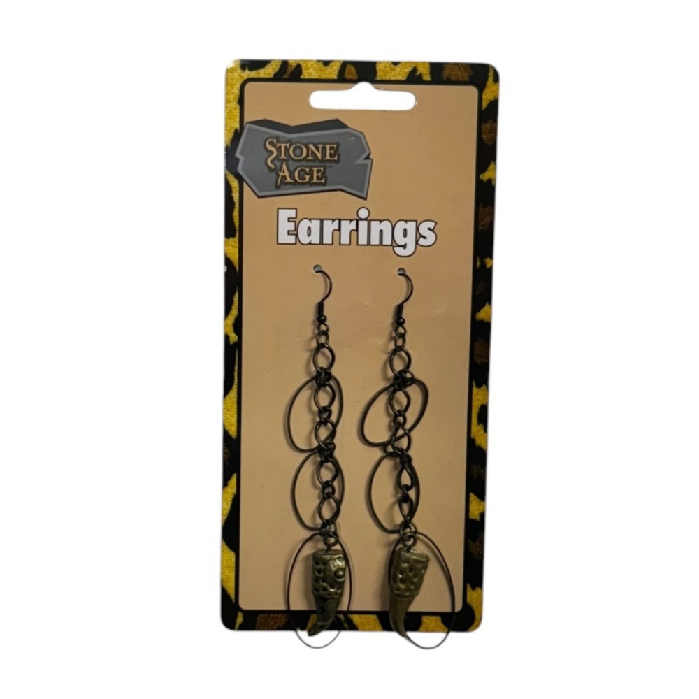 Stone Age earrings black and gold tone dangling earrings brand new never worn!
